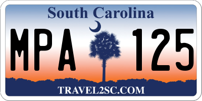 SC license plate MPA125