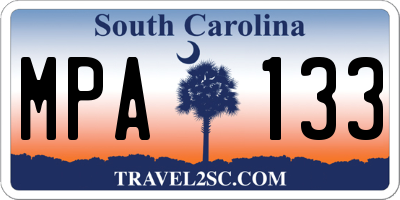 SC license plate MPA133