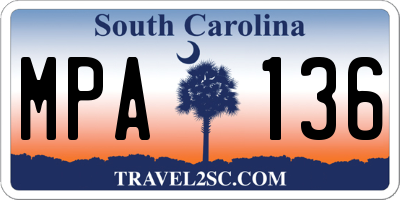 SC license plate MPA136