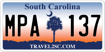 SC license plate MPA137