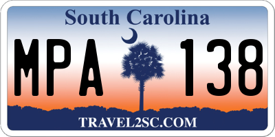 SC license plate MPA138