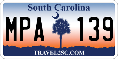 SC license plate MPA139