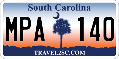 SC license plate MPA140