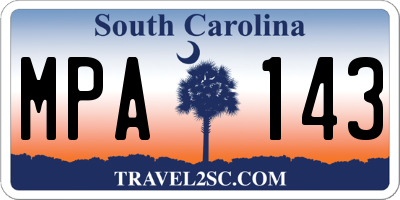 SC license plate MPA143