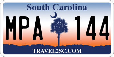 SC license plate MPA144