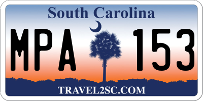 SC license plate MPA153