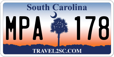 SC license plate MPA178