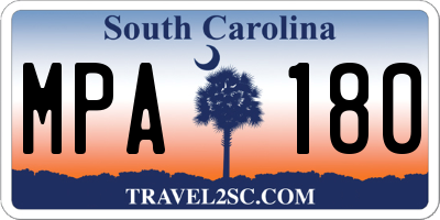 SC license plate MPA180