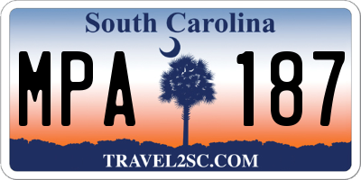 SC license plate MPA187