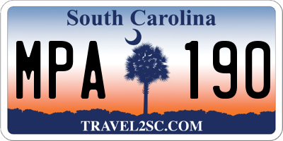 SC license plate MPA190