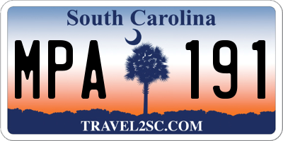 SC license plate MPA191