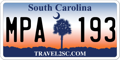 SC license plate MPA193