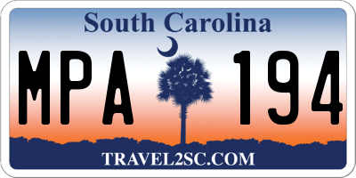 SC license plate MPA194