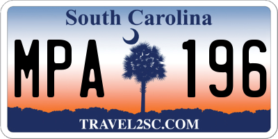 SC license plate MPA196