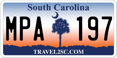 SC license plate MPA197