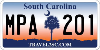 SC license plate MPA201