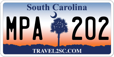 SC license plate MPA202
