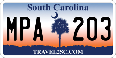 SC license plate MPA203