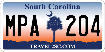 SC license plate MPA204
