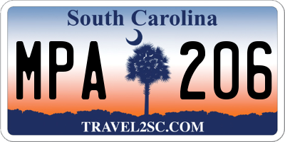 SC license plate MPA206