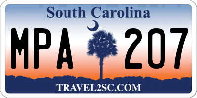 SC license plate MPA207
