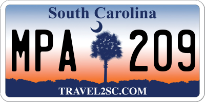 SC license plate MPA209