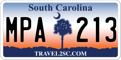 SC license plate MPA213