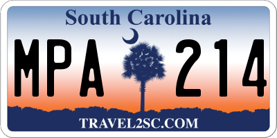 SC license plate MPA214