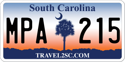 SC license plate MPA215