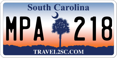 SC license plate MPA218
