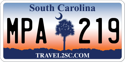 SC license plate MPA219