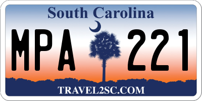 SC license plate MPA221