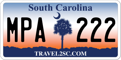 SC license plate MPA222
