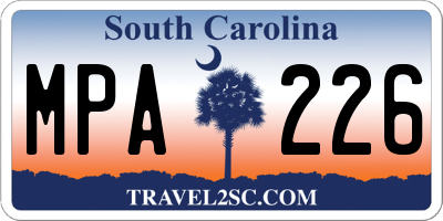 SC license plate MPA226