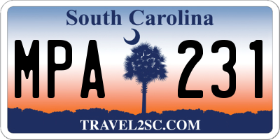 SC license plate MPA231