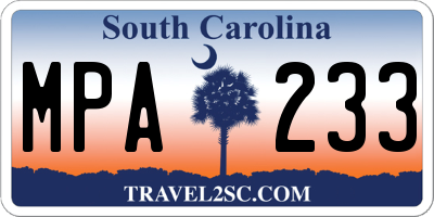 SC license plate MPA233