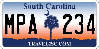SC license plate MPA234