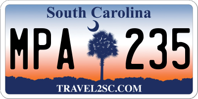 SC license plate MPA235