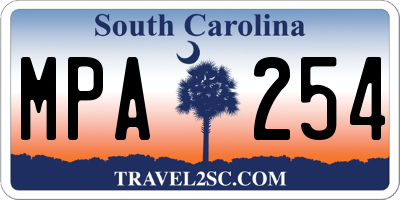 SC license plate MPA254