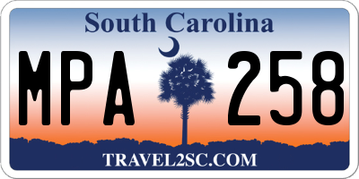 SC license plate MPA258