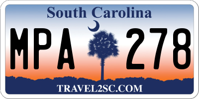 SC license plate MPA278