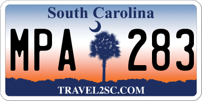 SC license plate MPA283