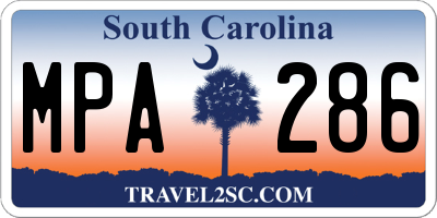 SC license plate MPA286