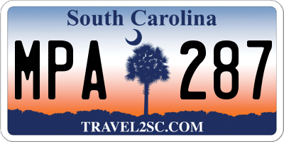 SC license plate MPA287