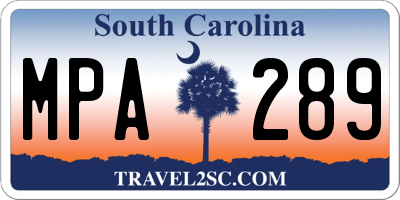 SC license plate MPA289