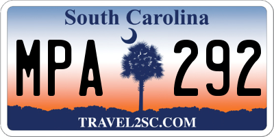 SC license plate MPA292