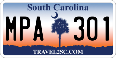 SC license plate MPA301
