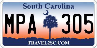 SC license plate MPA305