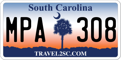 SC license plate MPA308
