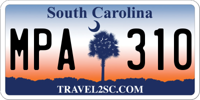 SC license plate MPA310
